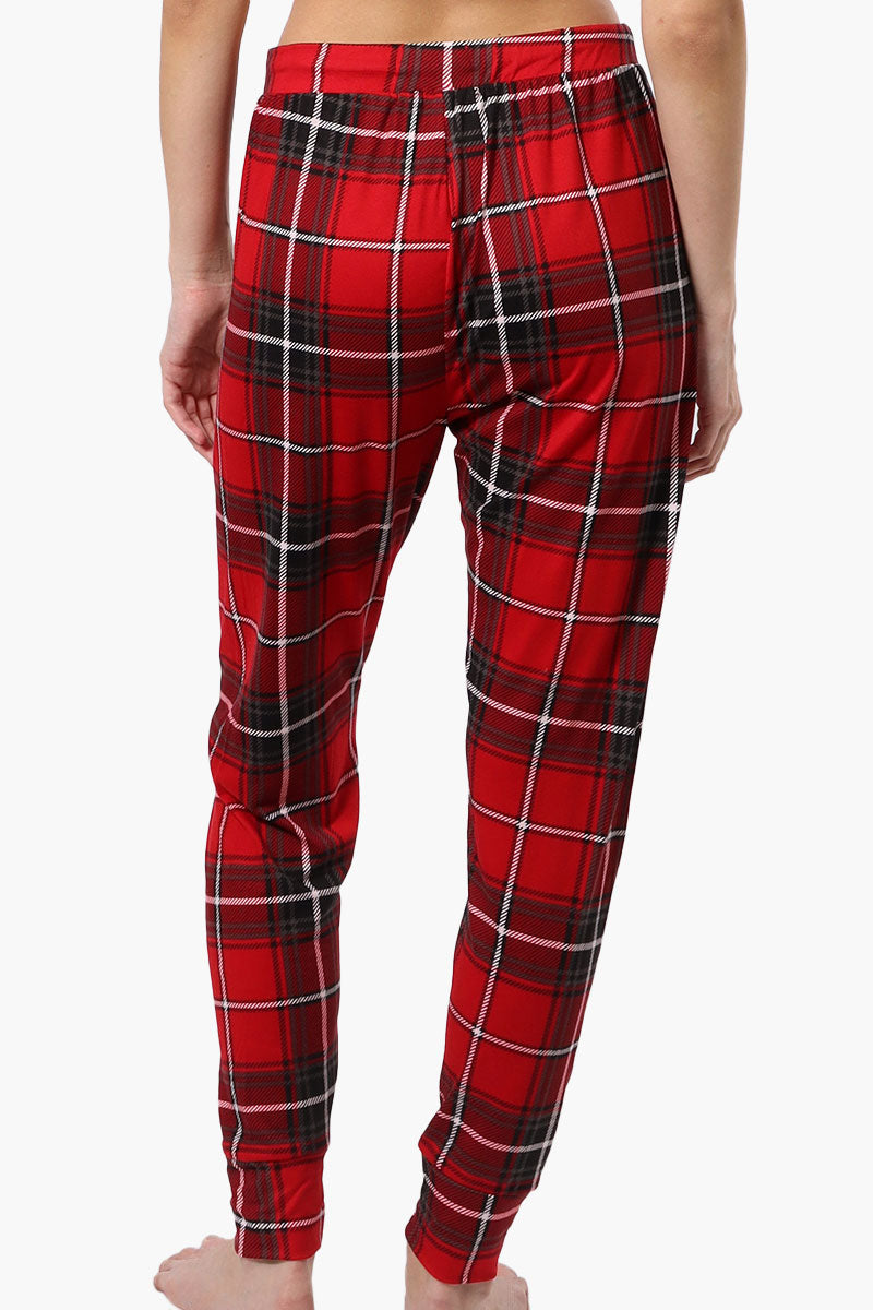 Cuddly Canuckies Plaid Jogger Pajama Pants - Red - Womens Pajamas - Canada Weather Gear