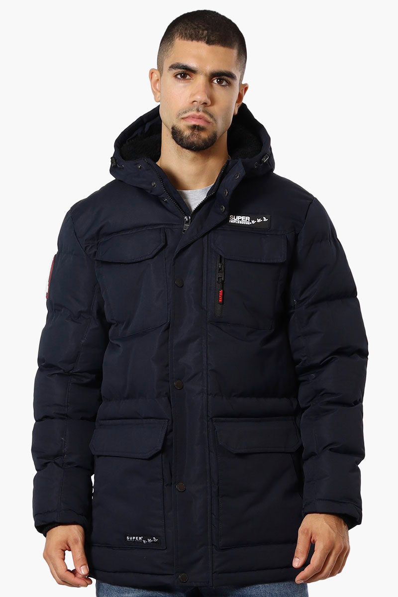 Super Triple Goose 4 Pocket Sherpa Lined Parka Jacket - Navy - Mens Parka Jackets - Canada Weather Gear