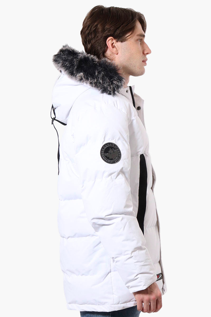 Canada Weather Gear Faux Fur Hood Parka Jacket - White - Mens Parka Jackets - Canada Weather Gear