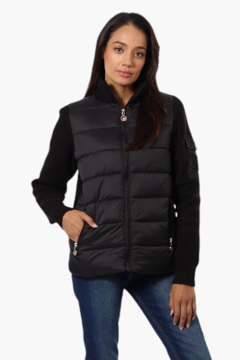 Canada Weather Gear Sweater Knit Polyfill Lightweight Jacket - Black - Womens Lightweight Jackets - Canada Weather Gear