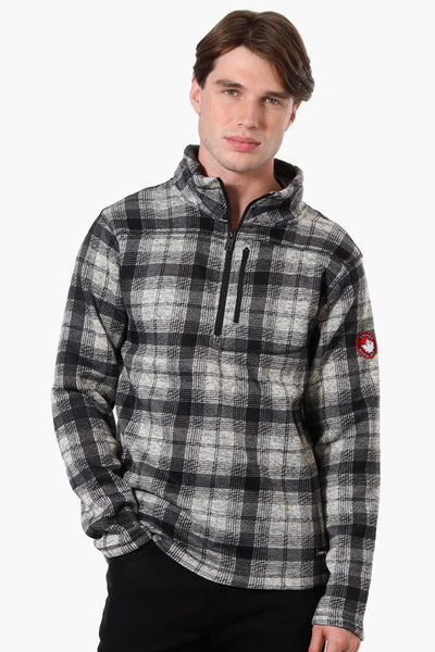 Canada Weather Gear Plaid Half Zip Sweatshirt - Grey - Mens Hoodies & Sweatshirts - Canada Weather Gear