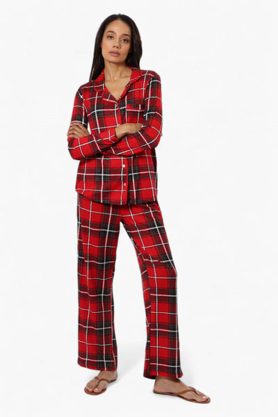 Canada Weather Gear Plaid Wide Leg Pajama Pants - Red - Womens Pajamas - Canada Weather Gear