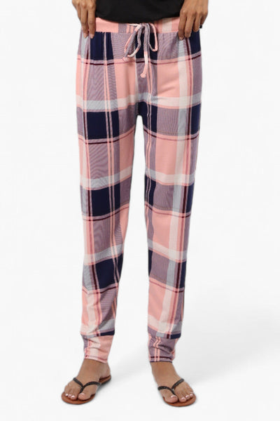 Canada Weather Gear Plaid Tie Waist Jogger Pajama Pants - Pink - Womens Pajamas - Canada Weather Gear