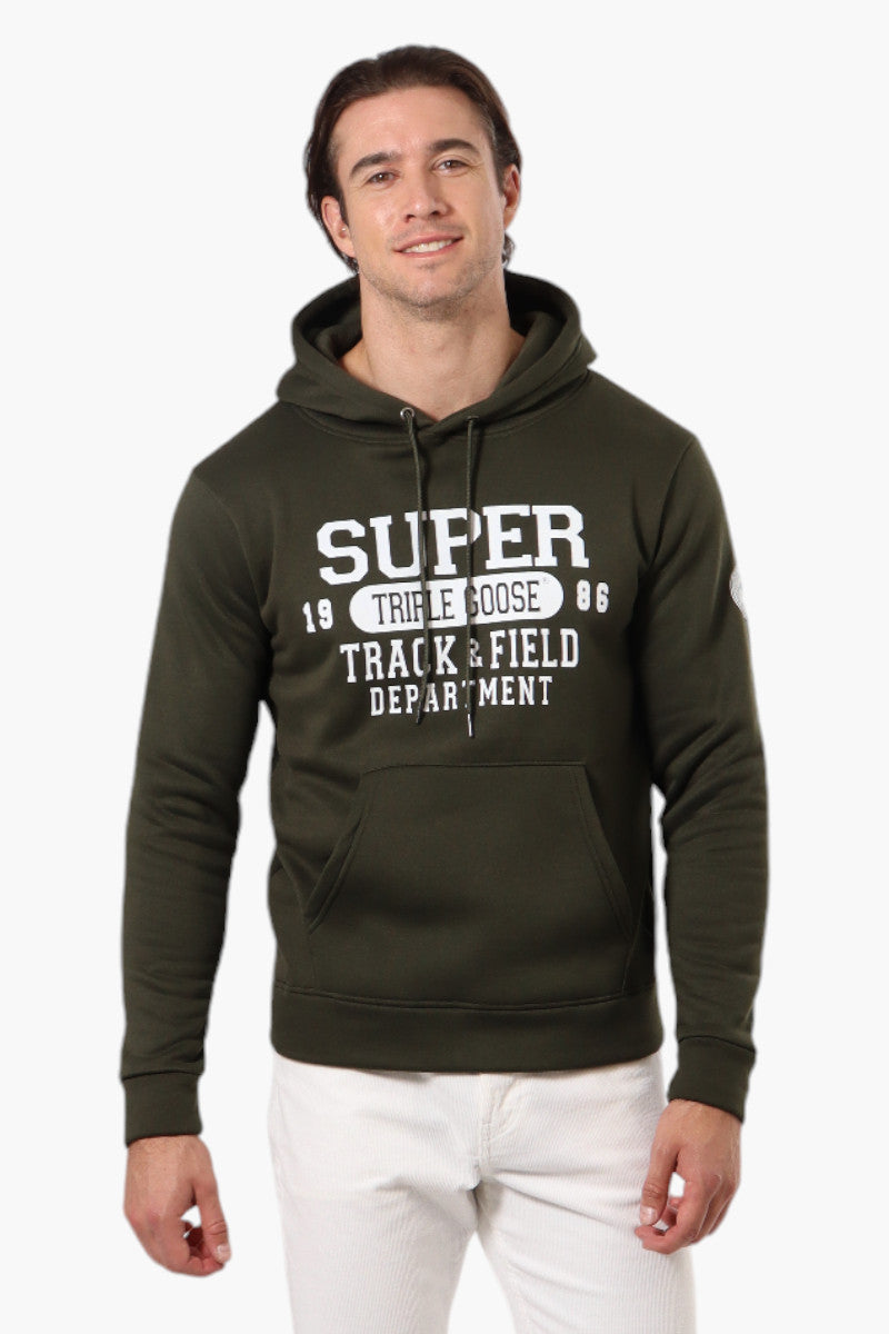 Super Triple Goose Track & Field Print Hoodie - Olive - Mens Hoodies & Sweatshirts - Canada Weather Gear