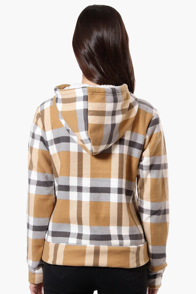 Canada Weather Gear Plaid Fleece Lined Hoodie - Beige - Womens Hoodies & Sweatshirts - Canada Weather Gear