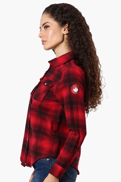 Canada Weather Gear Plaid Button Up Shirt - Red - Womens Shirts & Blouses - Canada Weather Gear