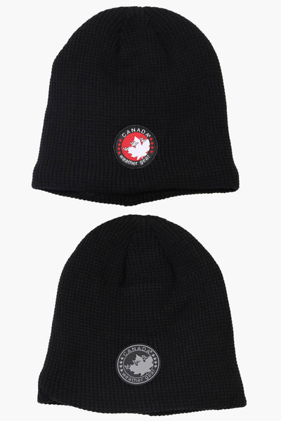 Canada Weather Gear 2 Pack Plush Lined Beanie Hat - Black - Mens Hats - Canada Weather Gear