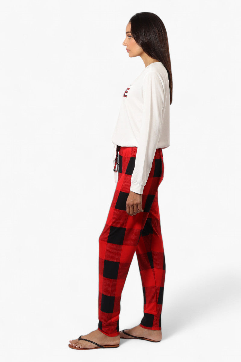 Canada Weather Gear Plaid Tie Waist Jogger Pajama Pants - Red - Womens Pajamas - Canada Weather Gear