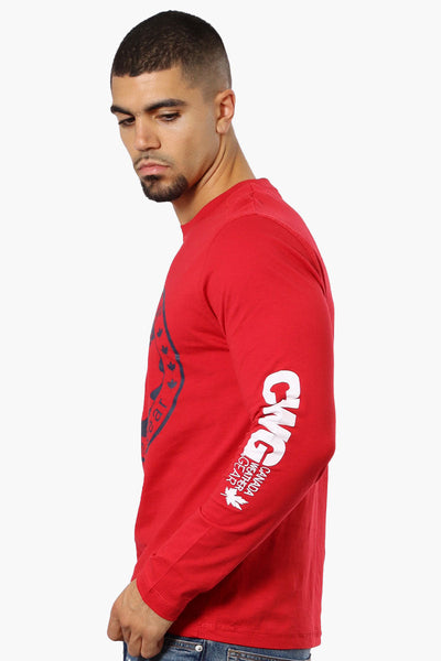 Canada Weather Gear Logo Sleeve Long Sleeve Top - Red - Mens Long Sleeve Tops - Canada Weather Gear