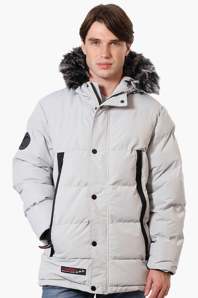 Canada Weather Gear Faux Fur Hood Parka Jacket - Stone - Mens Parka Jackets - Canada Weather Gear