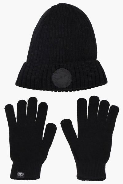 Canada Weather Gear Gloves Cuffed Beanie Hat Set - Black - Womens Hats - Canada Weather Gear