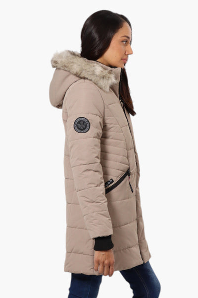 Canada Weather Gear Vegan Fur Hood Puffer Parka Jacket - Beige - Womens Parka Jackets - Canada Weather Gear