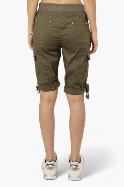 Canada Weather Gear Cuffed Tie Waist Cargo Capris - Olive - Womens Shorts & Capris - Canada Weather Gear