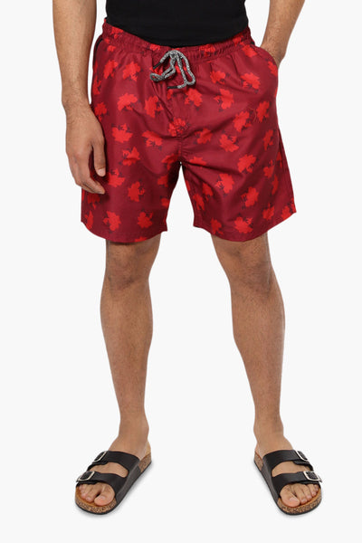 Canada Weather Gear Leaf Pattern Tie Waist Shorts - Red - Mens Shorts & Capris - Canada Weather Gear