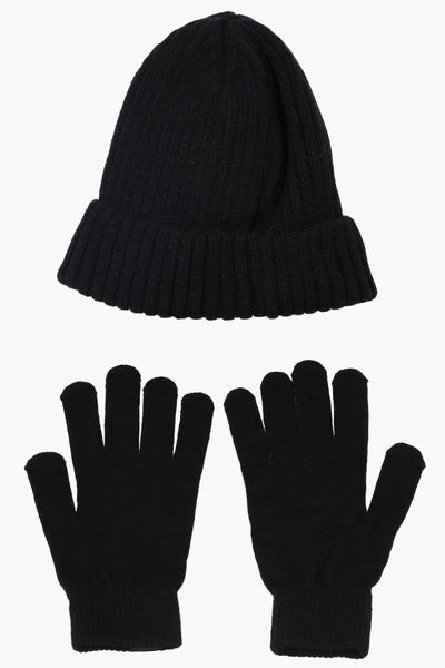 Canada Weather Gear Gloves Cuffed Beanie Hat Set - Black - Womens Hats - Canada Weather Gear