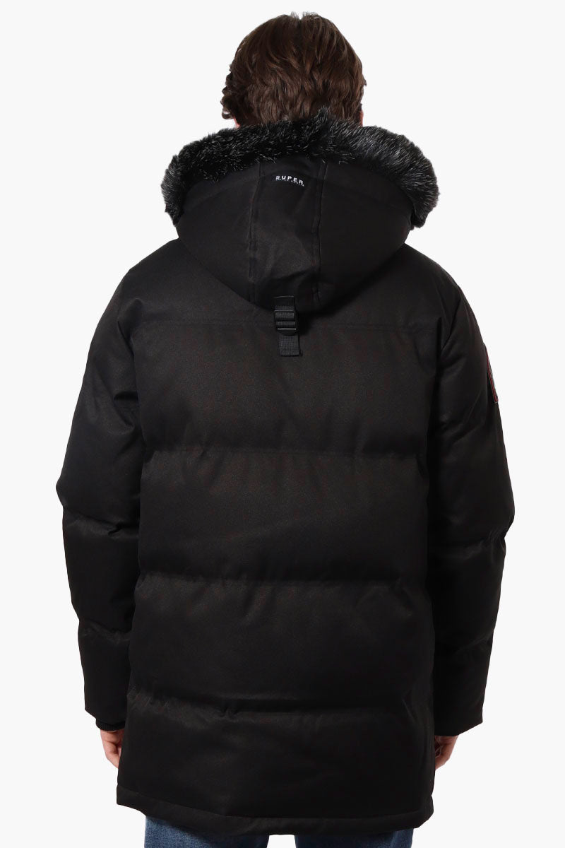 Super Triple Goose Faux Fur Twill Parka Jacket - Black - Mens Parka Jackets - Canada Weather Gear