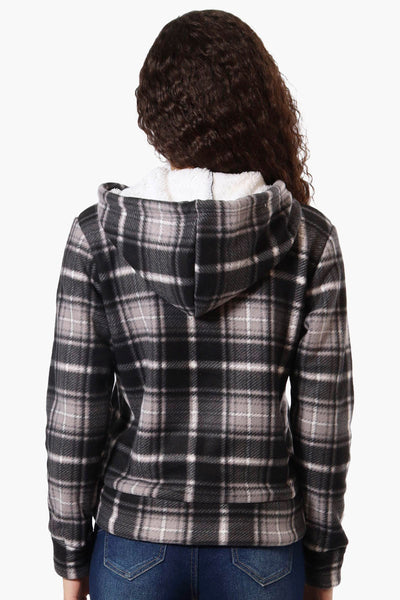 Canada Weather Gear Plaid Fleece Lined Hoodie - Black - Womens Hoodies & Sweatshirts - Canada Weather Gear