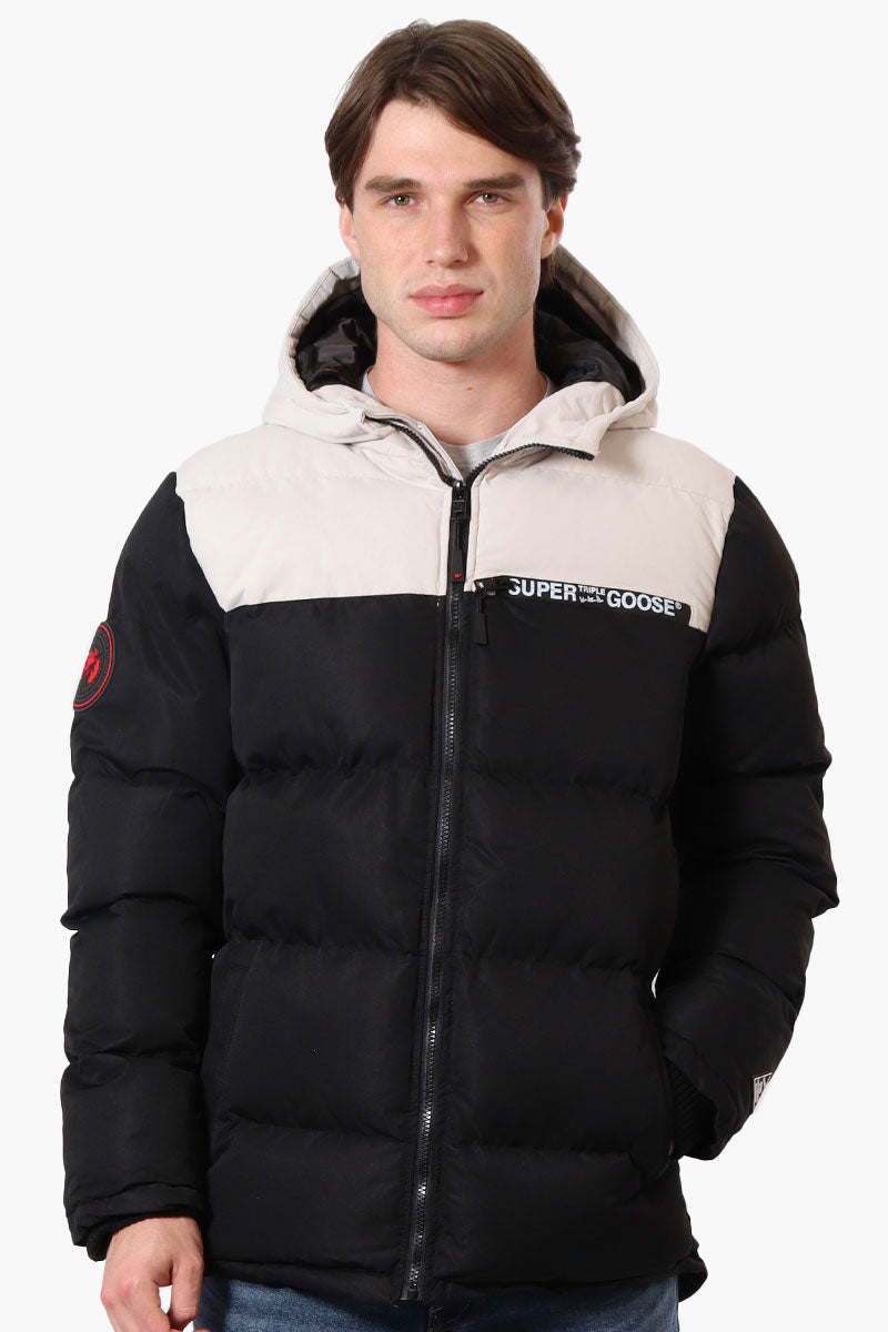 Super Triple Goose Colour Block Bubble Bomber Jacket - Stone - Mens Bomber Jackets - Canada Weather Gear