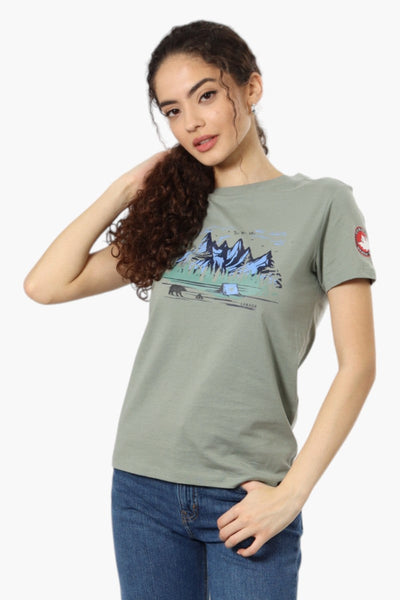 Canada Weather Gear Camping Print Tee - Olive - Womens Tees & Tank Tops - Canada Weather Gear