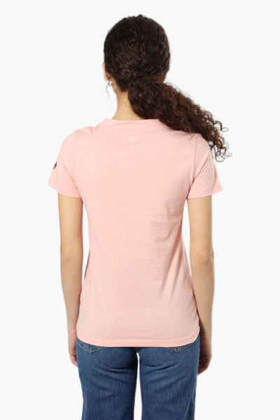 Canada Weather Gear Adventure Awaits V Neck Tee - Pink - Womens Tees & Tank Tops - Canada Weather Gear