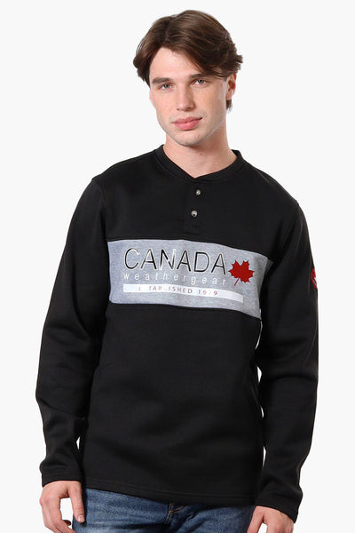 Canada Weather Gear Fleece Henley Sweatshirt - Black - Mens Hoodies & Sweatshirts - Canada Weather Gear