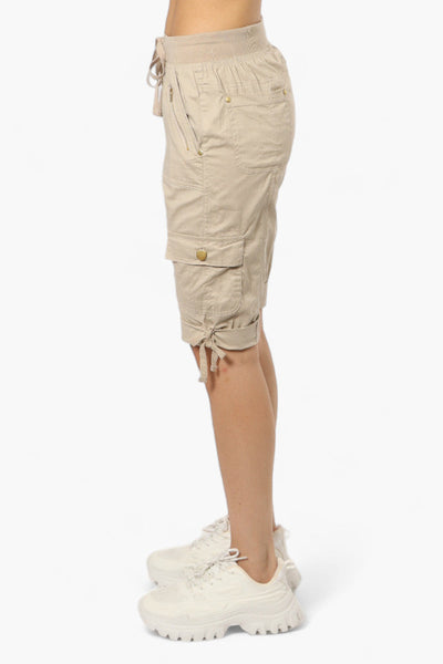 Canada Weather Gear Cuffed Tie Waist Cargo Capris - Beige - Womens Shorts & Capris - Canada Weather Gear