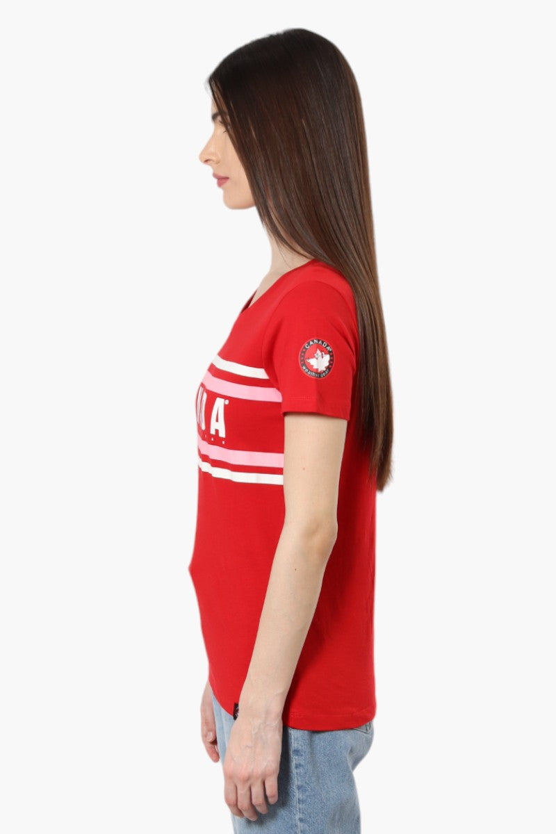 Canada Weather Gear Striped Canada Print Tee - Red - Womens Tees & Tank Tops - Canada Weather Gear