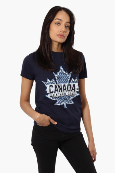 Canada Weather Gear Maple Leaf Print Tee - Navy - Womens Tees & Tank Tops - Canada Weather Gear