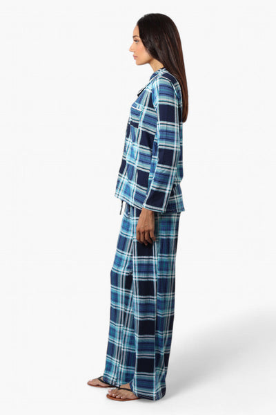 Canada Weather Gear Plaid Wide Leg Pajama Pants - Blue - Womens Pajamas - Canada Weather Gear