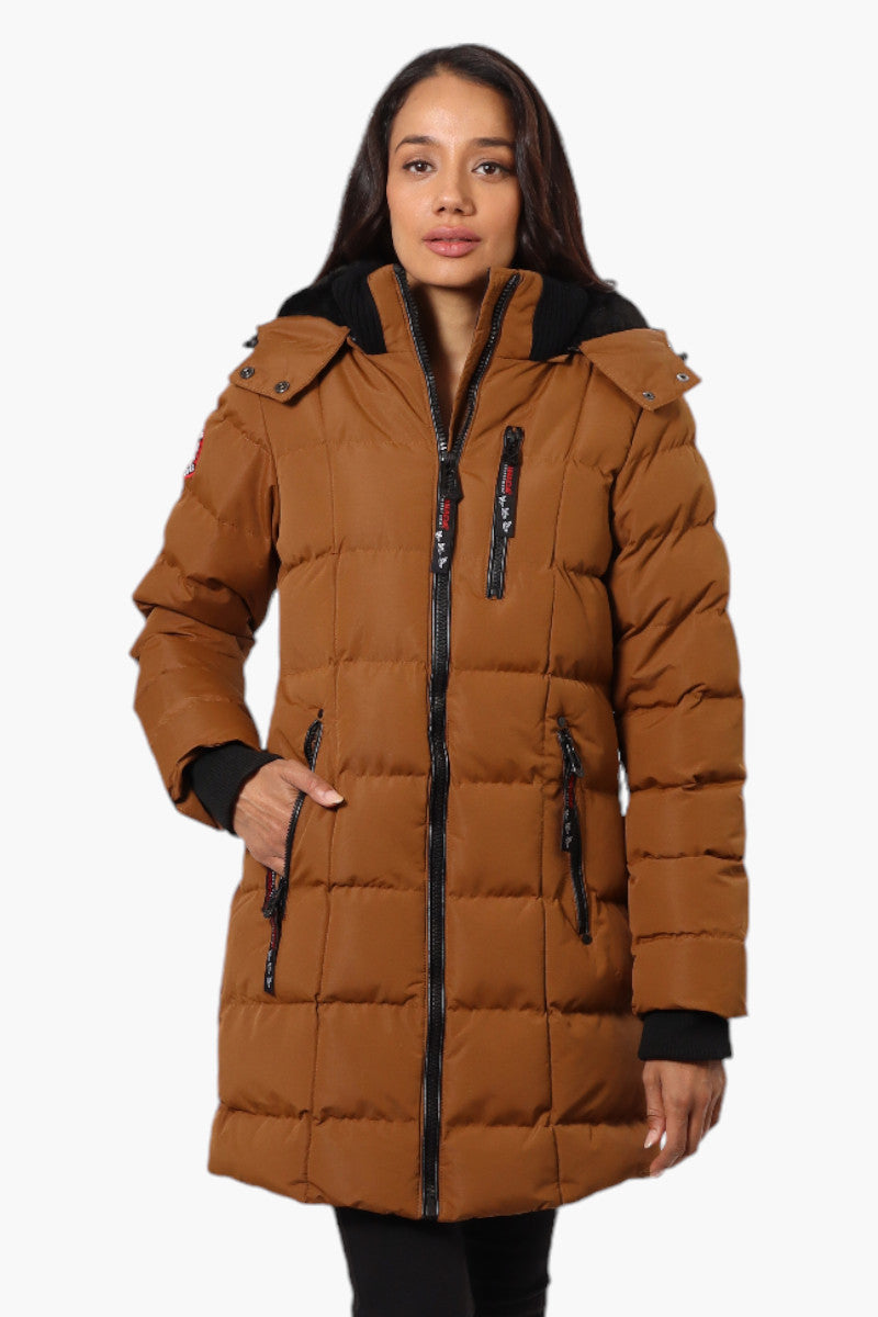 Canada Weather Gear 3/4 Length Bubble Parka Jacket - Brown - Womens Parka Jackets - Canada Weather Gear