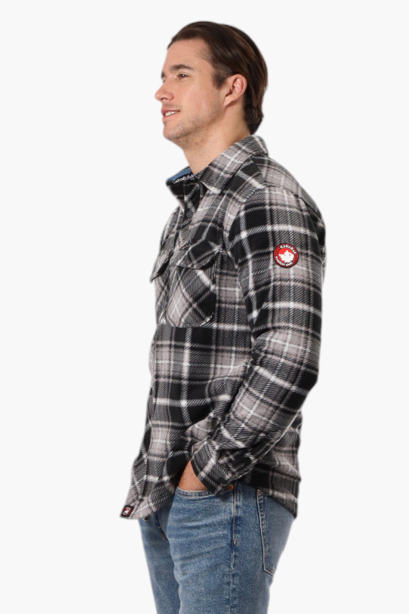 Canada Weather Gear Plaid Fleece Button Up Shacket - Black - Mens Lightweight Jackets - Canada Weather Gear