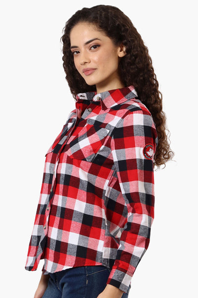 Canada Weather Gear Flannel Button Up Shirt - Red - Womens Shirts & Blouses - Canada Weather Gear