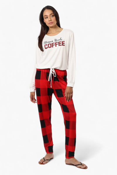 Canada Weather Gear Plaid Tie Waist Jogger Pajama Pants - Red - Womens Pajamas - Canada Weather Gear