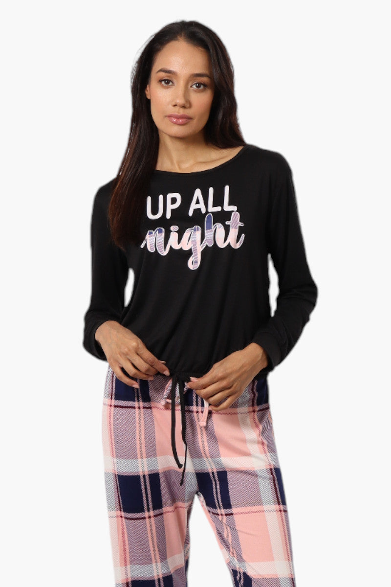 Canada Weather Gear Up All Night Print Drawstring Pajama Top - Black - Womens Pajamas - Canada Weather Gear