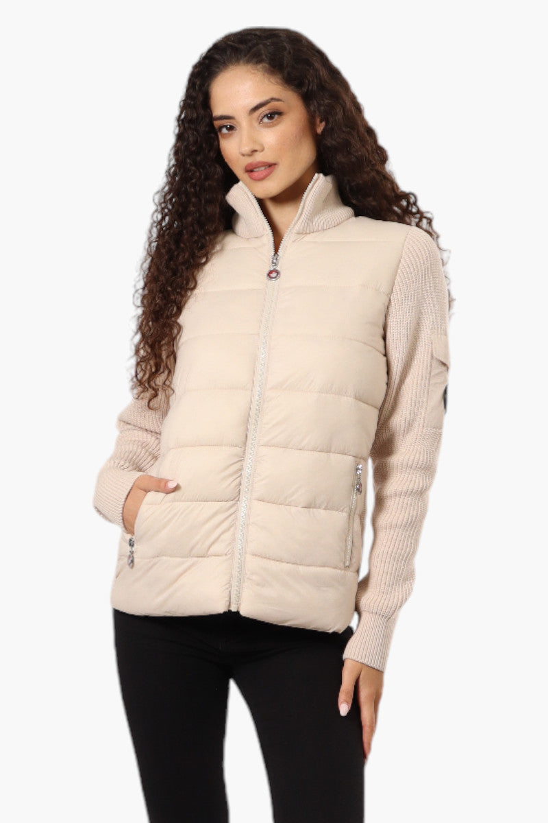 Canada Weather Gear Sweater Knit Polyfill Lightweight Jacket - Cream - Womens Lightweight Jackets - Canada Weather Gear