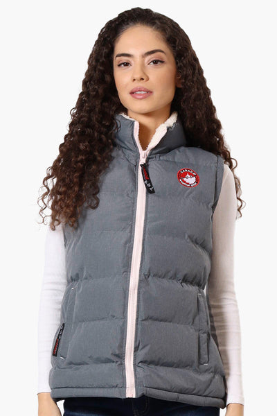 Canada Weather Gear Fleece Lined Collar Bubble Vest - Grey - Womens Vests - Canada Weather Gear