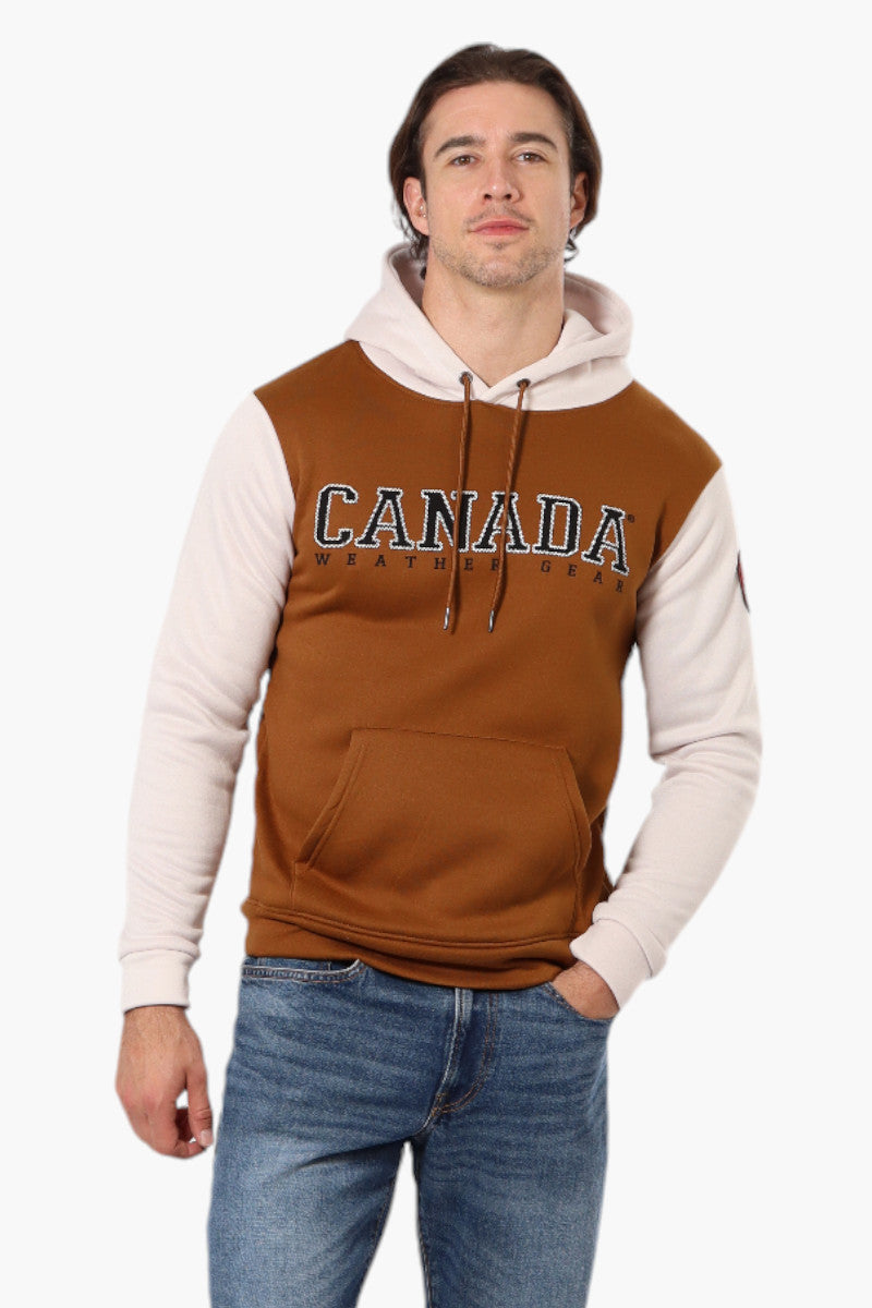 Canada Weather Gear Colour Block Hoodie - Brown - Mens Hoodies & Sweatshirts - Canada Weather Gear