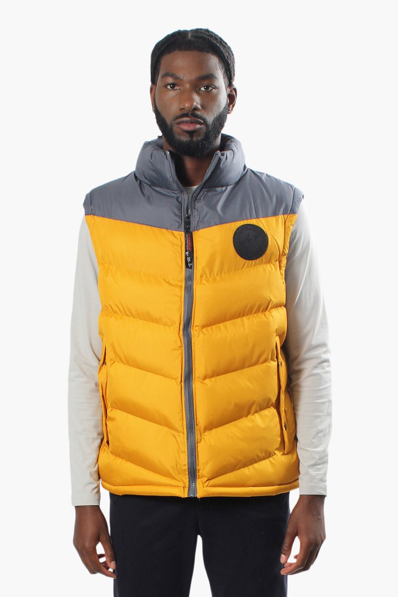 Canada Weather Gear Chevron Puffer Vest - Yellow - Mens Vests - Canada Weather Gear