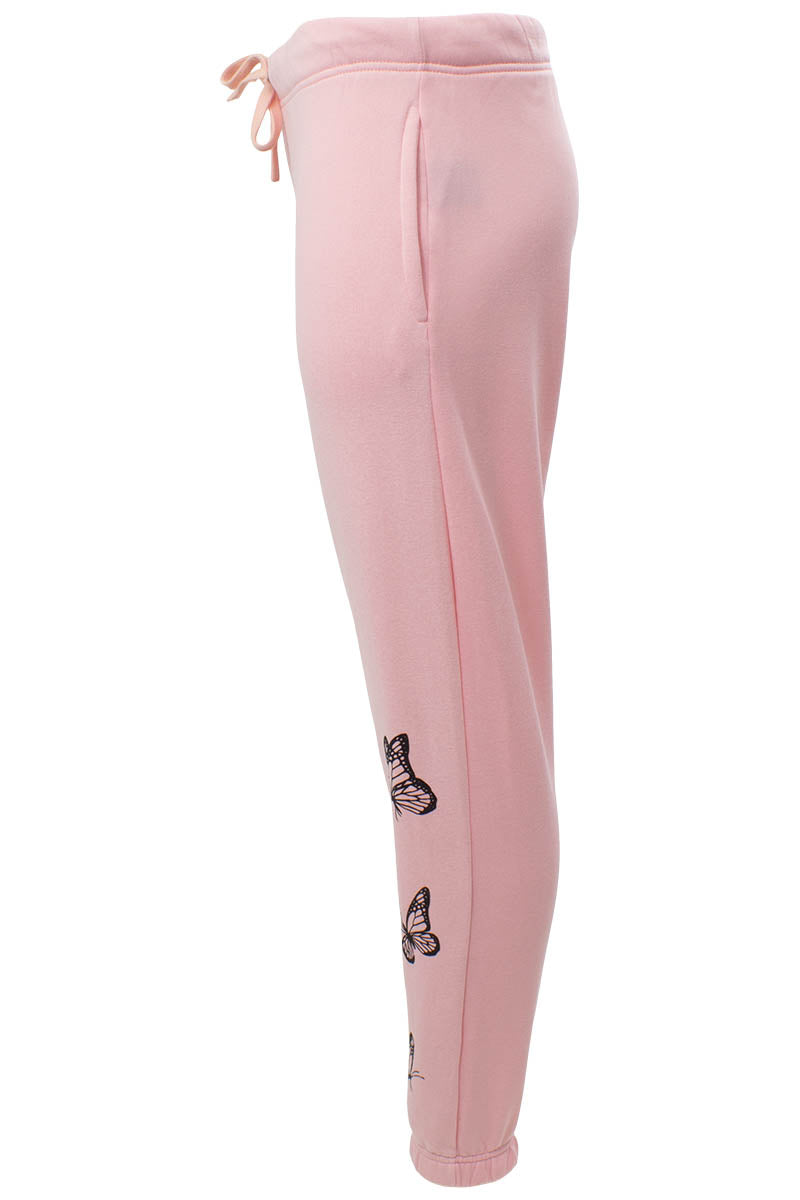 Canada Weather Gear Tie Waist Butterfly Sweatpants - Pink - Womens Joggers & Sweatpants - Canada Weather Gear