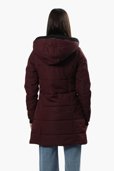 Canada Weather Gear Solid Ribbed Hood Parka Jacket - Burgundy - Womens Parka Jackets - Canada Weather Gear
