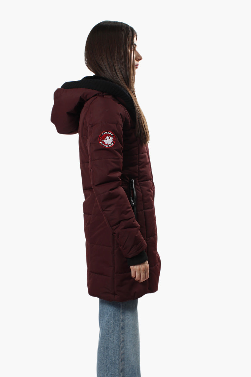 Canada Weather Gear Solid Ribbed Hood Parka Jacket - Burgundy - Womens Parka Jackets - Canada Weather Gear
