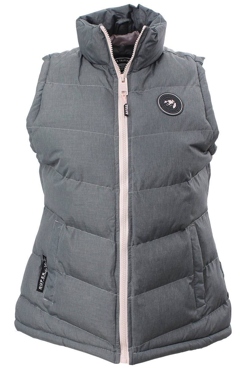 Super Triple Goose Chevron Puffer Vest - Grey - Womens Vests - Canada Weather Gear
