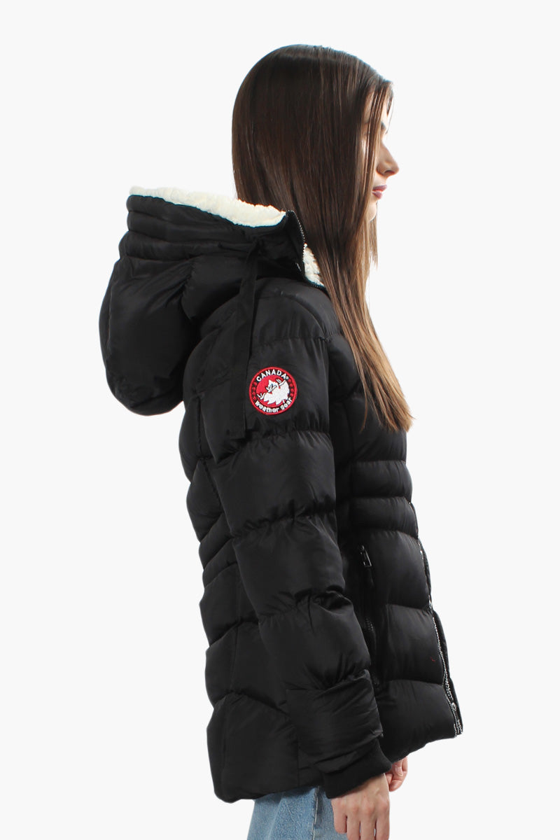 Canada Weather Gear Sherpa Hood Bomber Jacket - Black - Womens Bomber Jackets - Canada Weather Gear